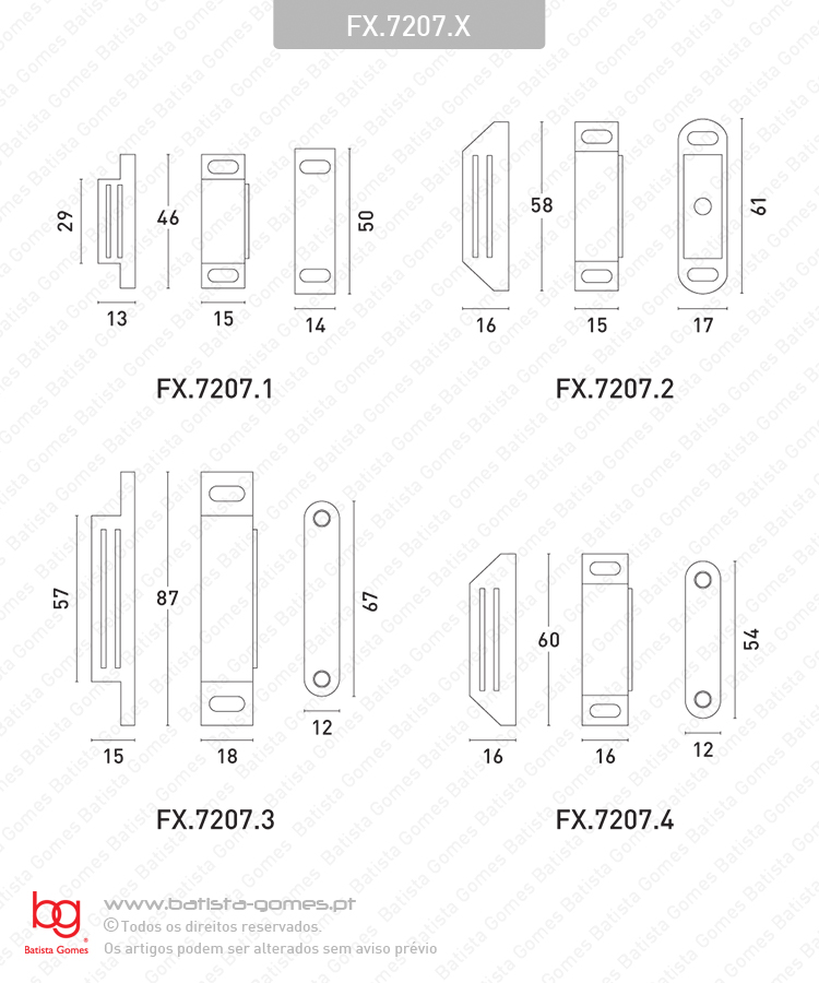 Fechos magn�ticos para m�veis - BRANCO / CASTANHO